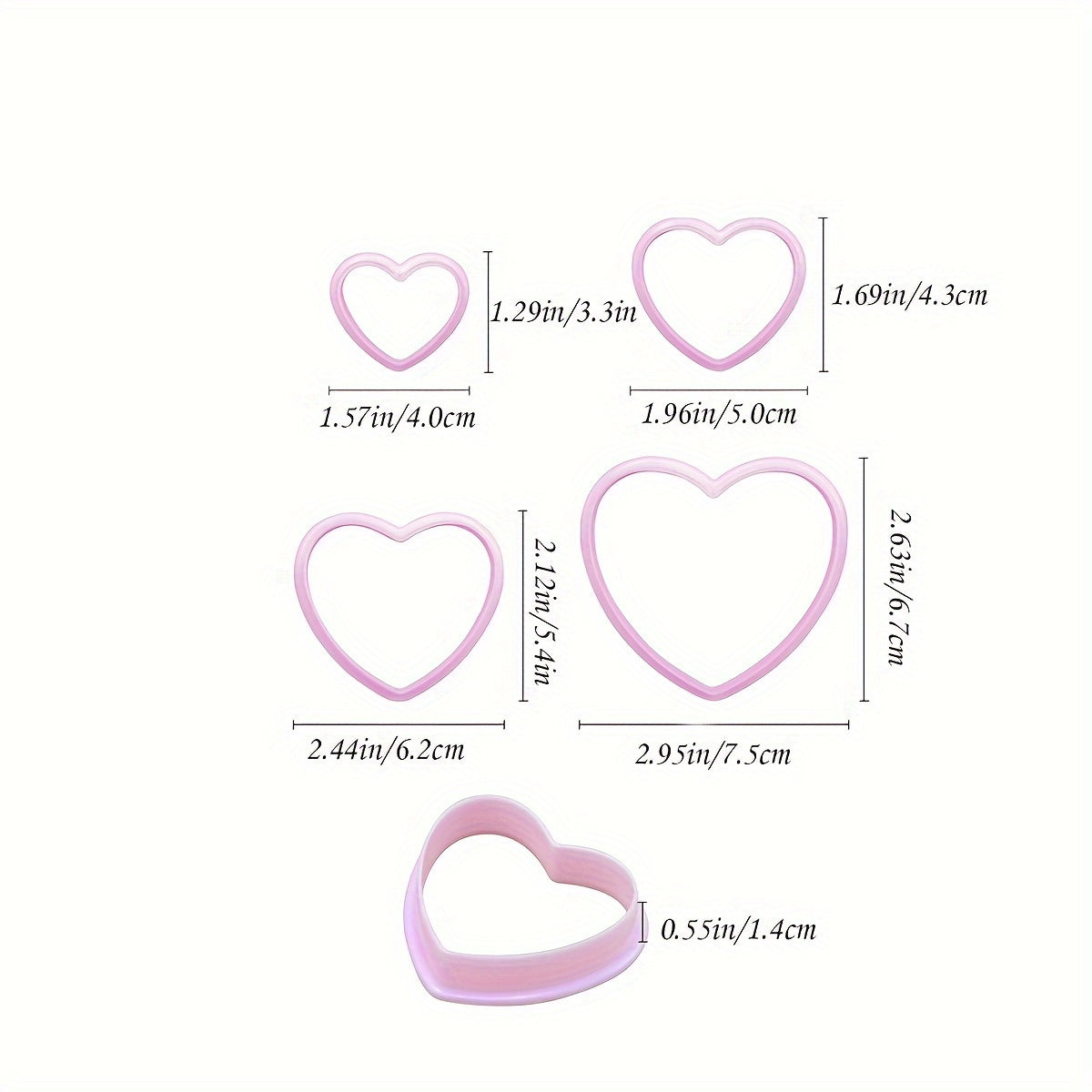 Pink Heart Shaped Cookie Cutters Set Plastic Love Pastry Cutter Biscuit Molds Baking Tools