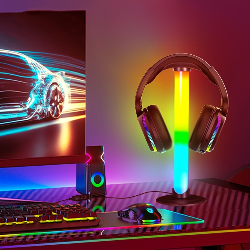 LED Headphone Stand Light with 7 Color Modes USB Charging Indoor Tabletop Gaming Accessory