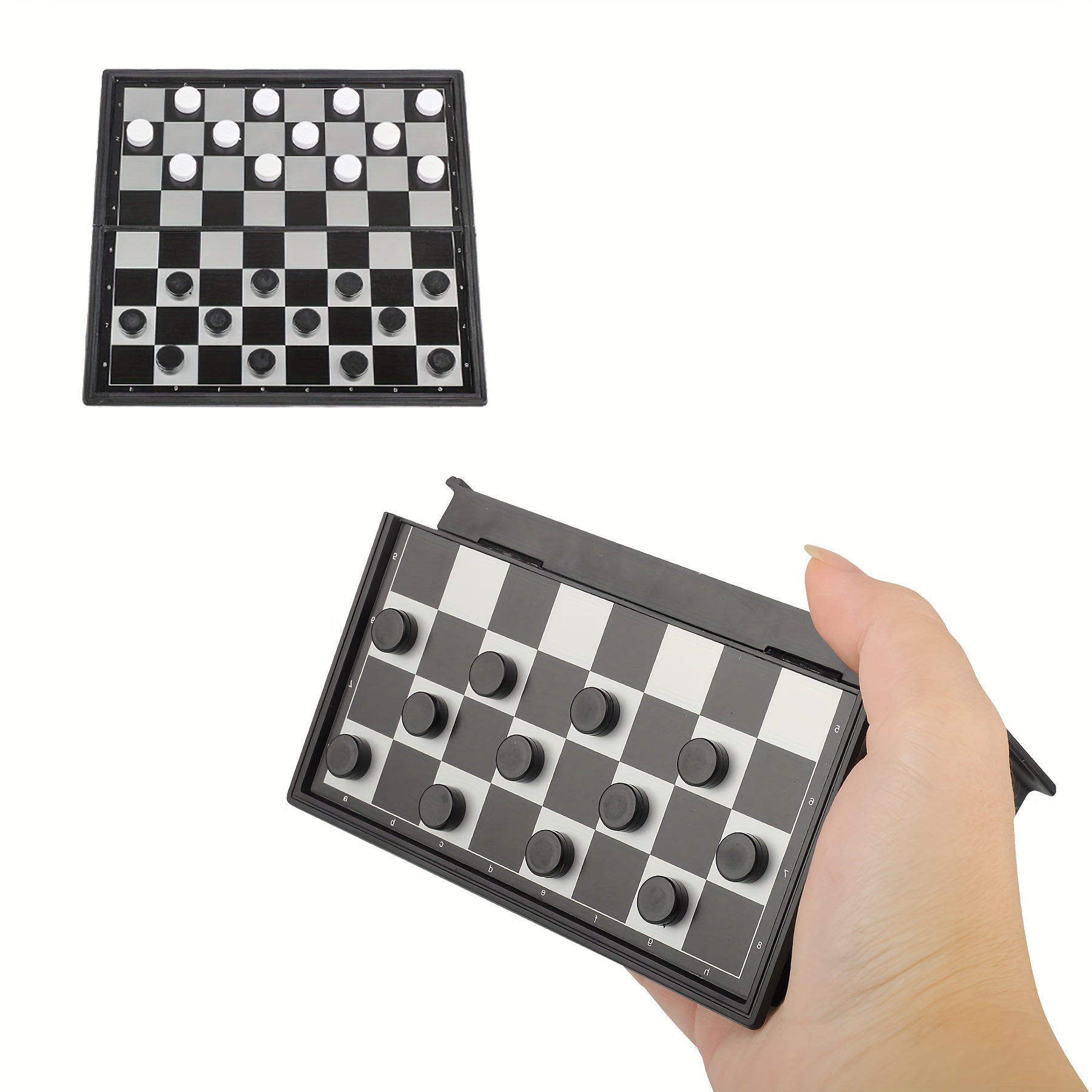 Mini Magnetic Chess and Backgammon Set Portable Folding Travel Board Game 12.7cm