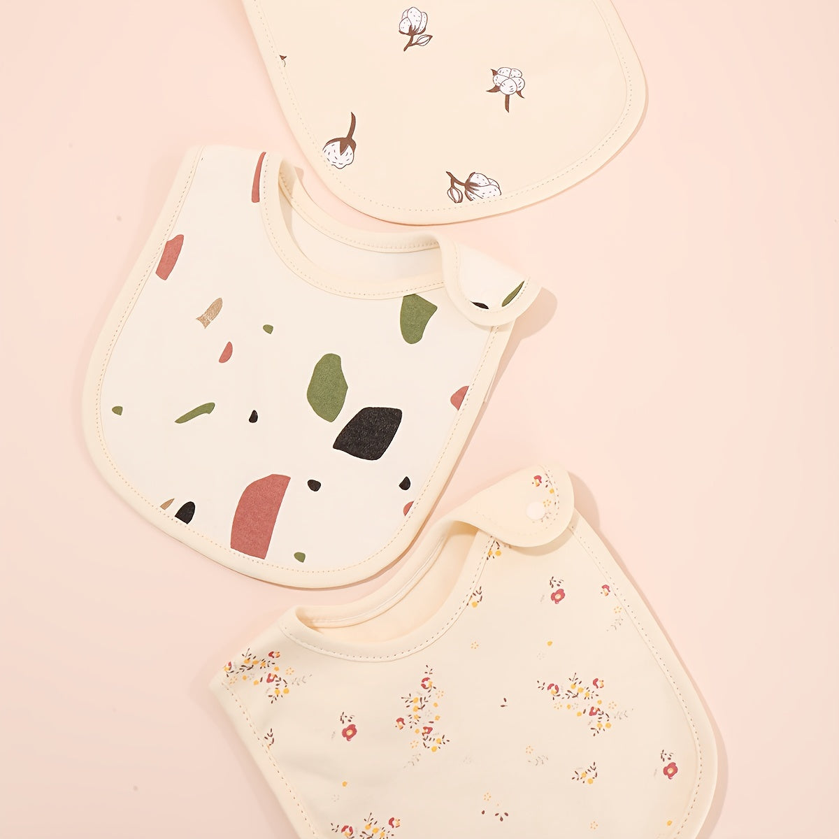 Set de 3 baberos impermeables para niños para niños y niñas, con cierre de presión suave, baberos para alimentar