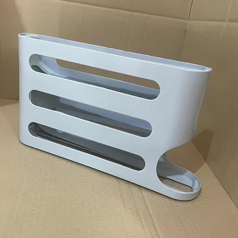 Bandeja de almacenamiento para huevos de nevera, plástico de grado alimentario, beige, organizador de 3 niveles