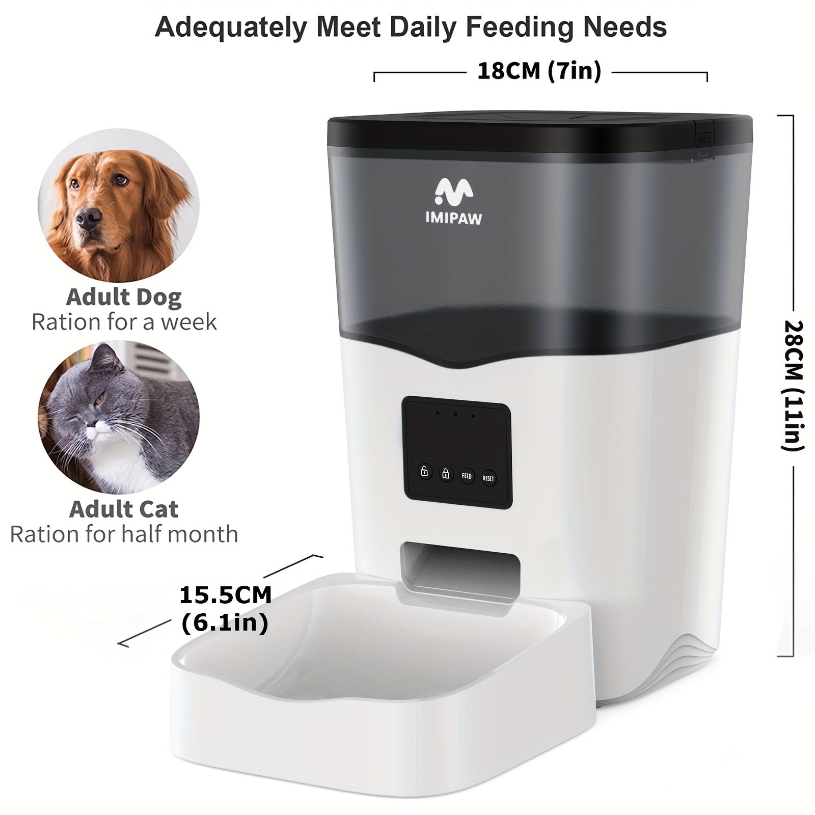 3L WiFi Smart Pet Feeder for Dogs and Cats with App Control and 20 Meals Per Day
