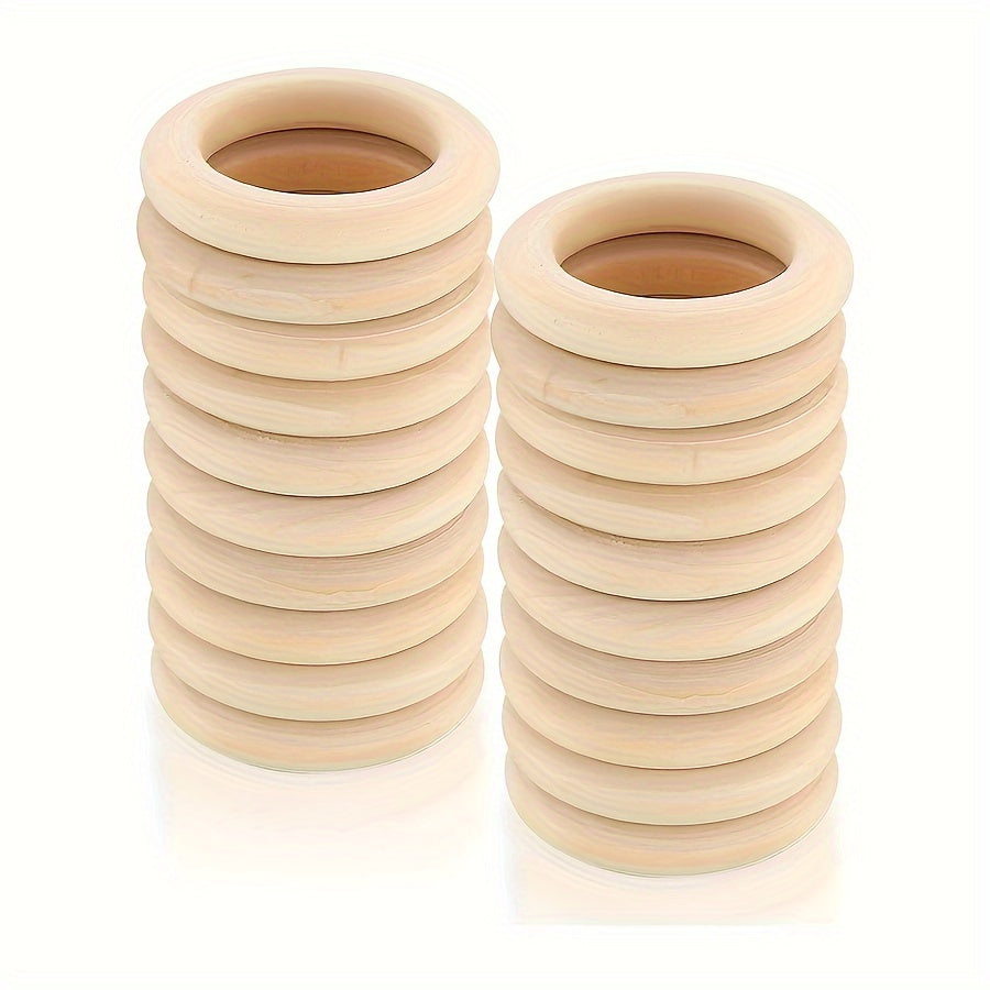 Set of 24 Natural Wood Rings 5cm for Crafting Jewelry Making DIY Projects