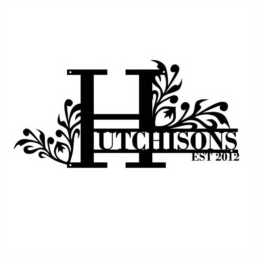 Personalized Metal Family Name Sign Custom Last Name and Date Outdoor Door Hanger