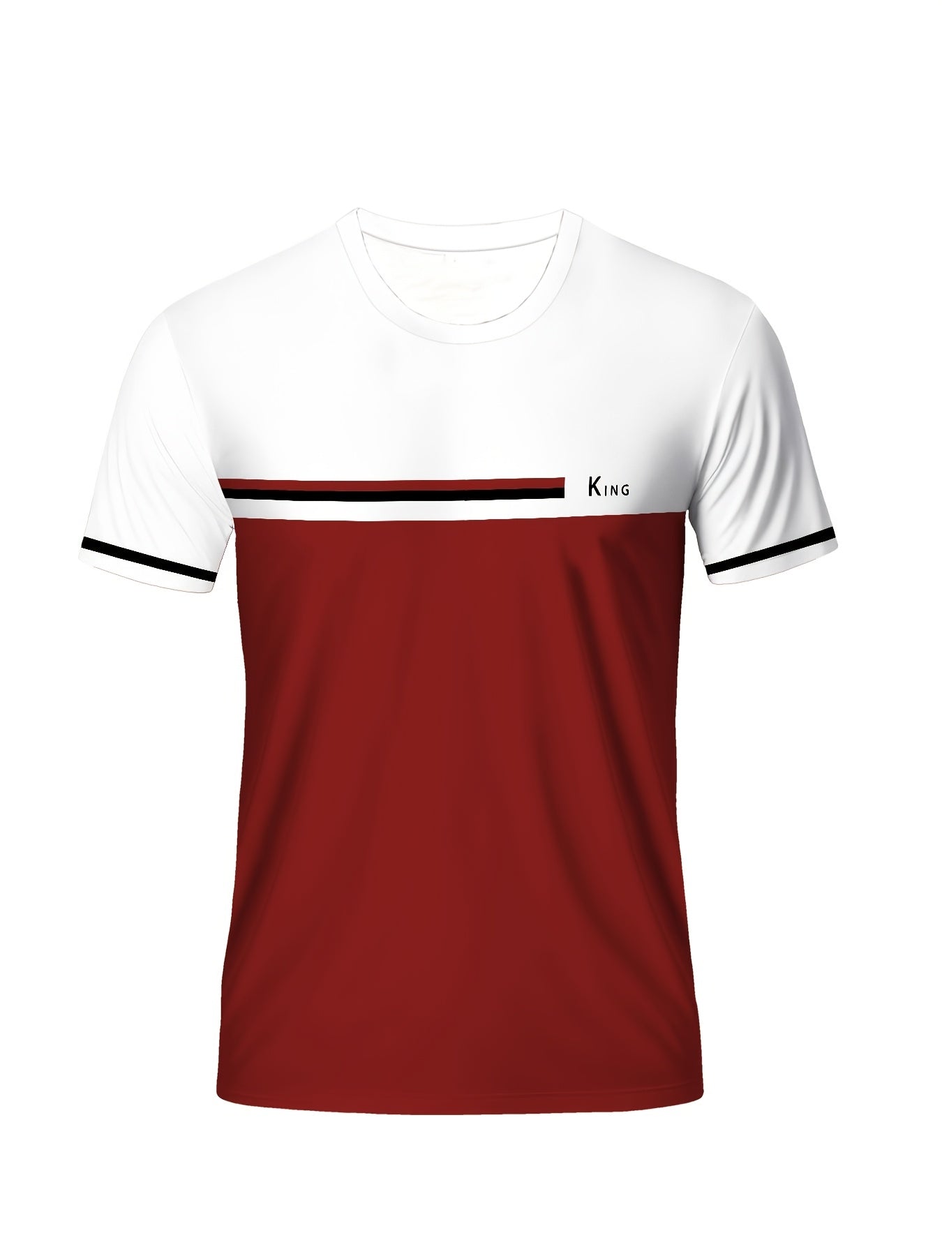 Футболка из полиэстера с коротким рукавом и цветными блоками для мужчин plus size