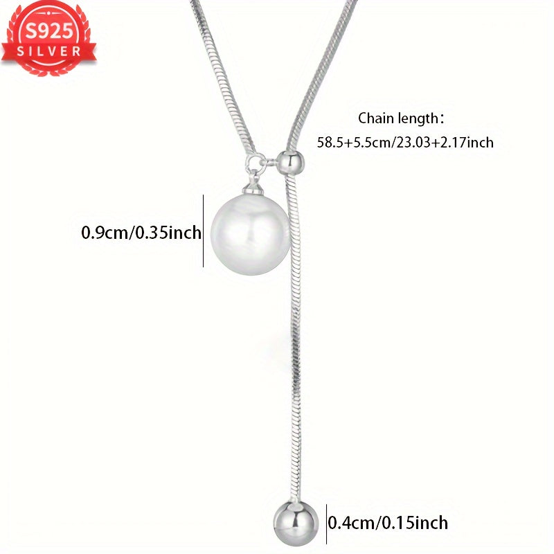 Women's Silver Y-Necklace Adjustable Hypoallergenic Minimalist Jewelry