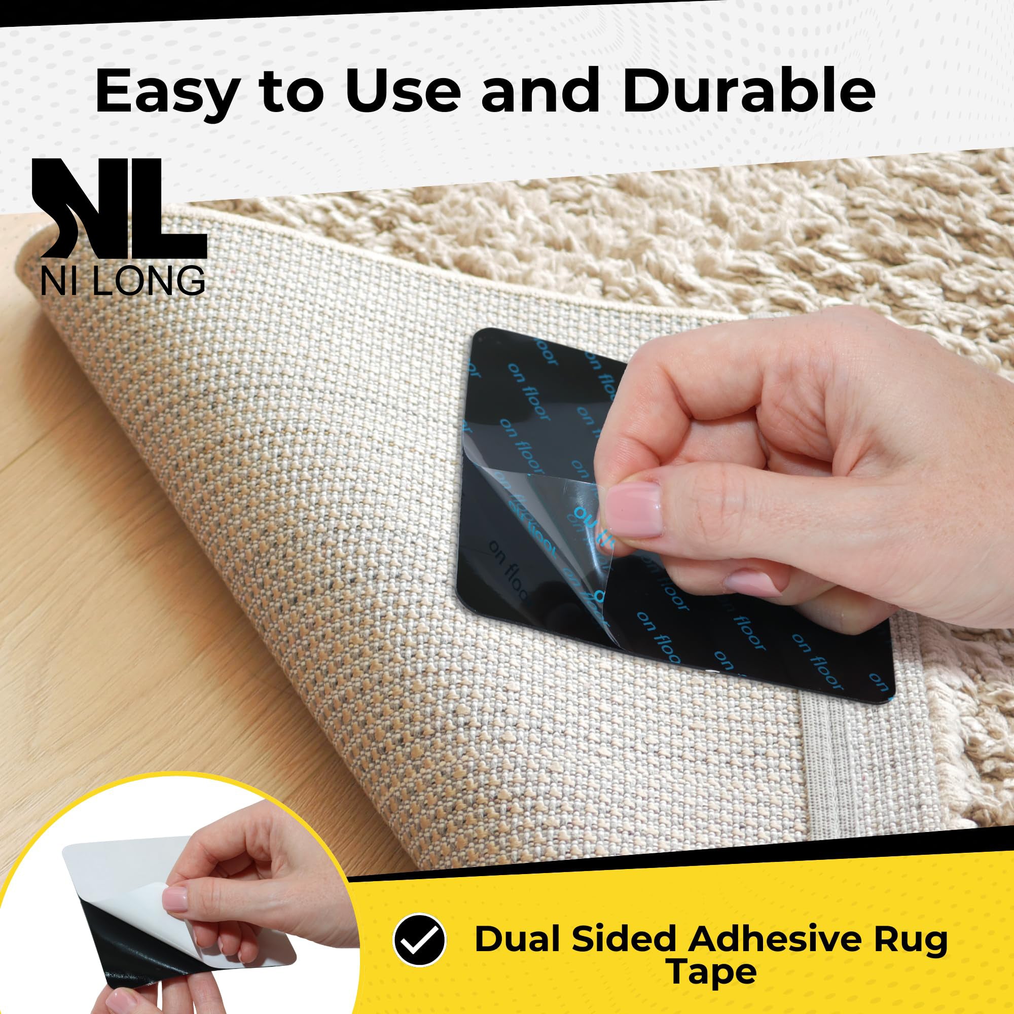 Double-Sided Rug Gripper Pads for Hardwood Floors Anti-Slip Carpet Tape Indoor Use