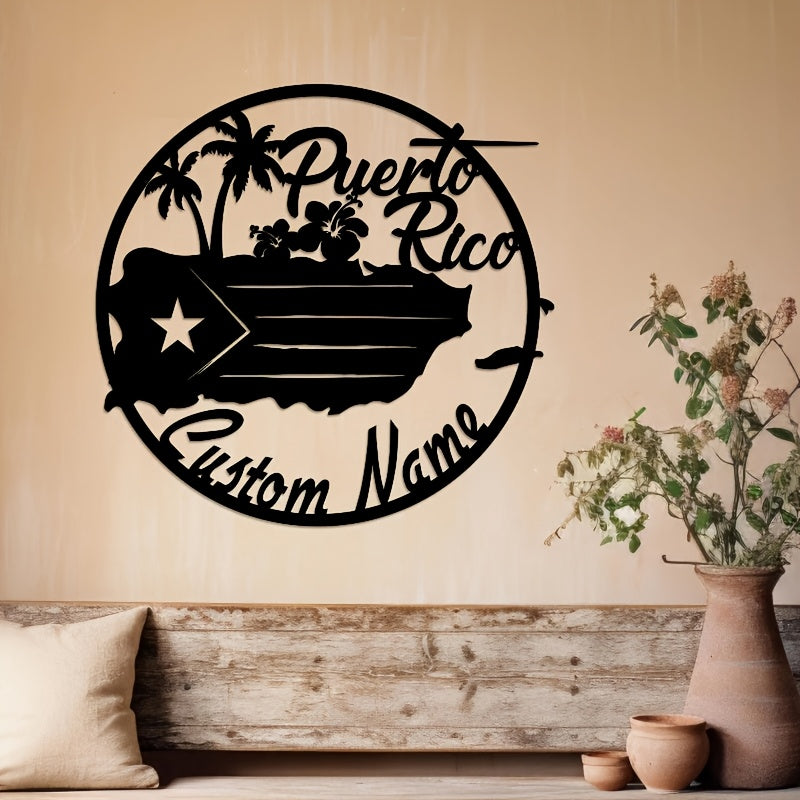 Personalized Puerto Rico Metal Wall Art Flag Decor Durable Sign for Home Room