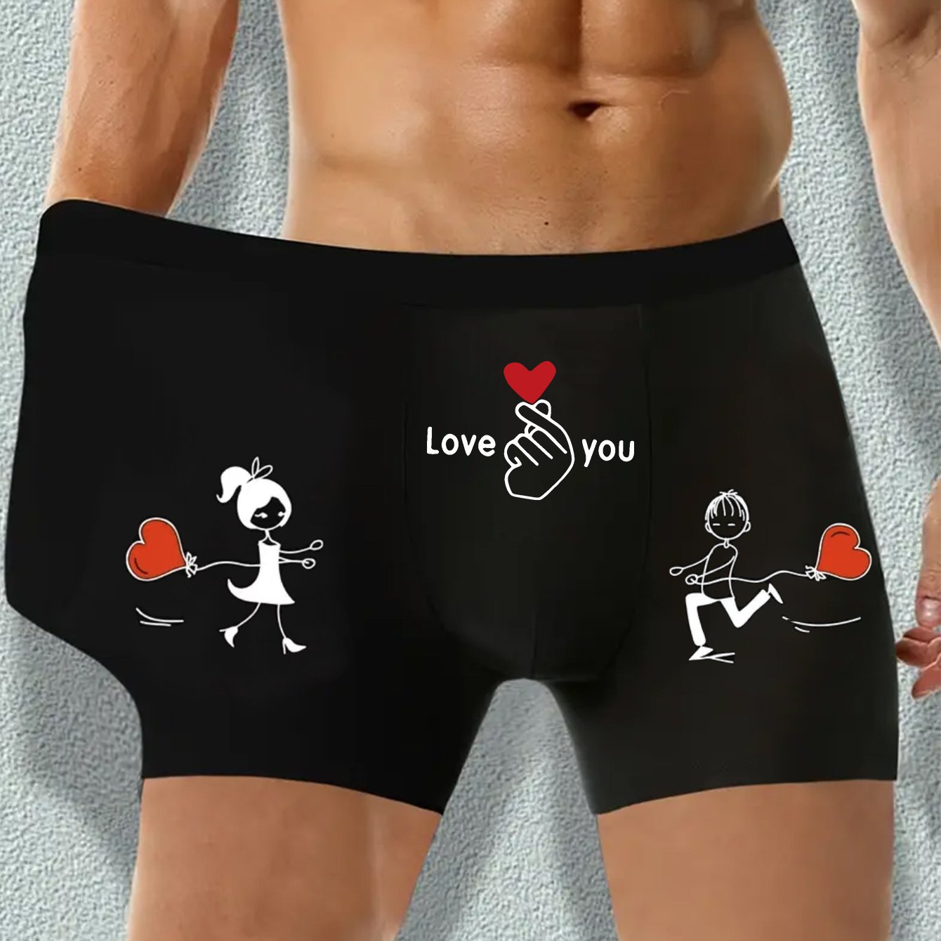Men's Boxer Shorts Breathable Polyester Stretch Love Pattern Letter Print Casual Underwear