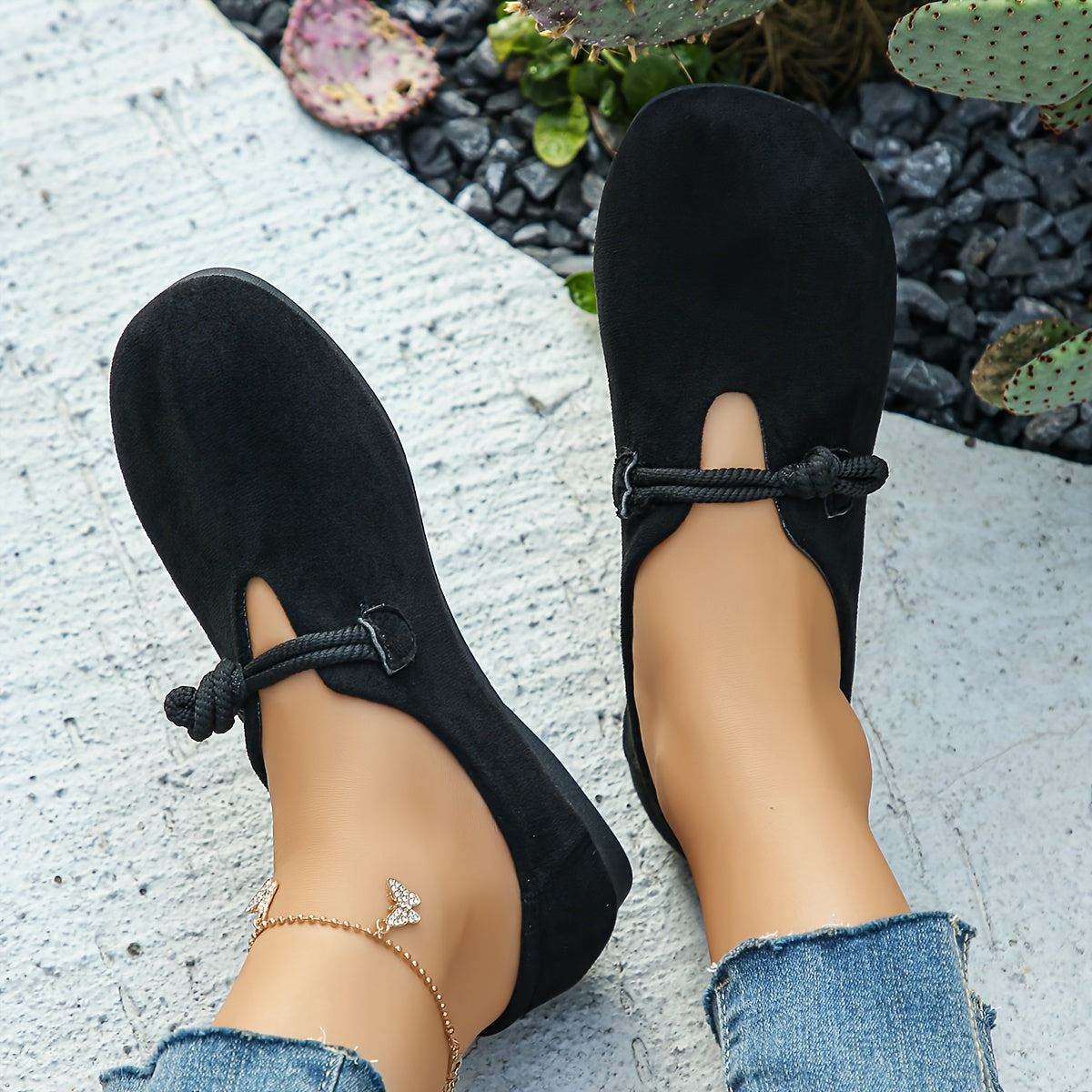 Women's Flannel Slip-On Ballet Shoes with Faux Leather Sole for All Seasons