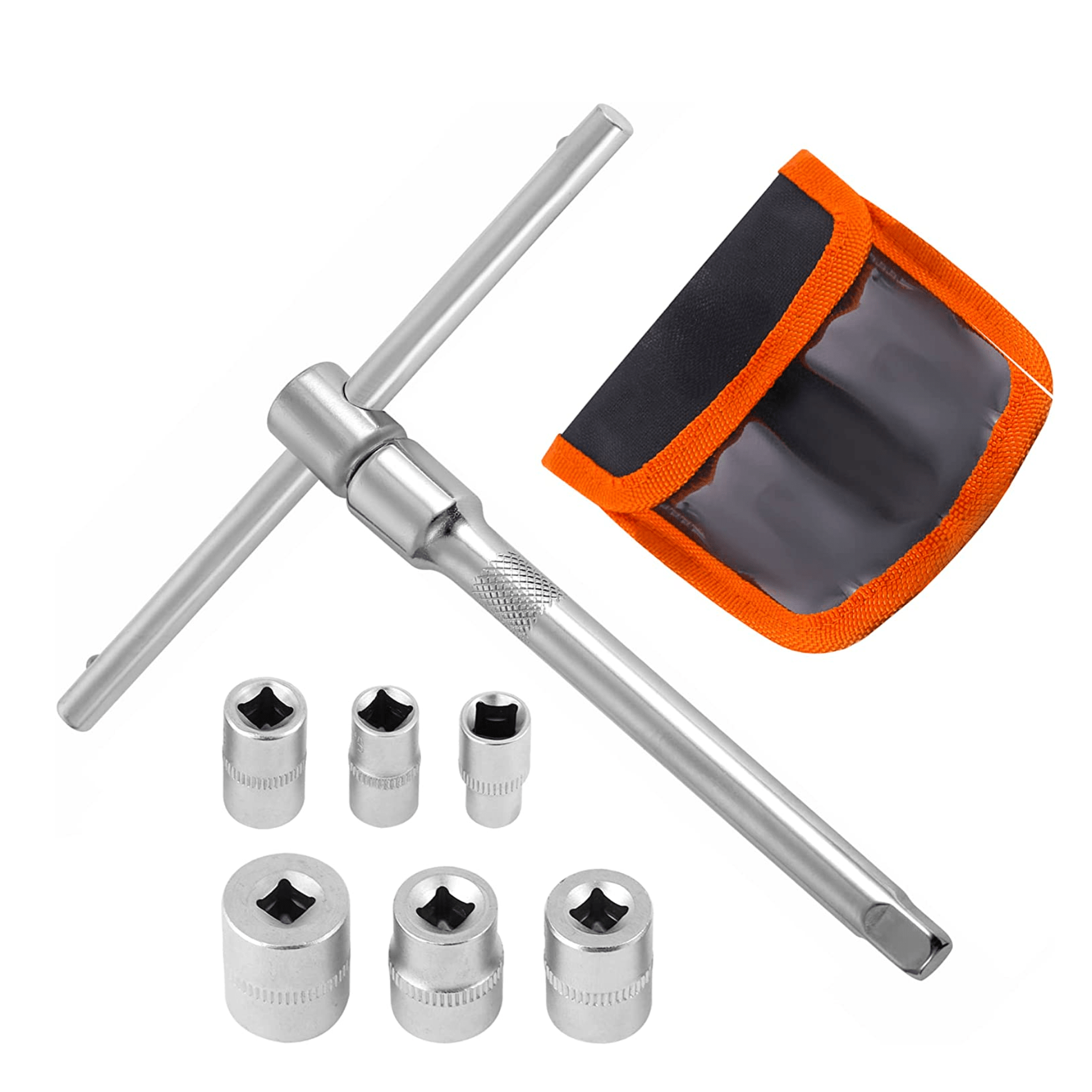 Mini T-Handle Folding Socket Set 1/4 Inch Drive Tool Kit for Motorcycle ATV UTV