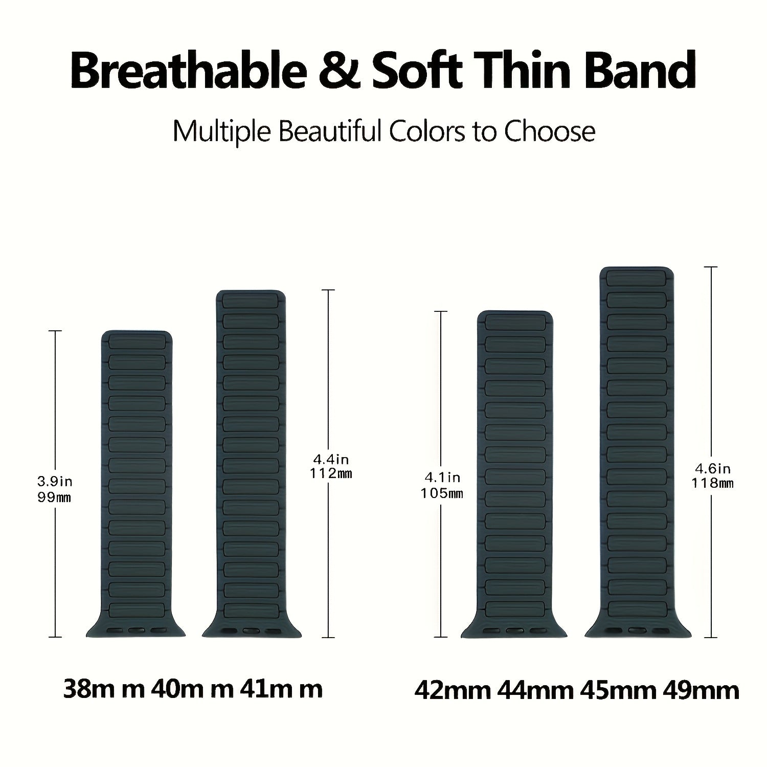 Silicone Magnetic Watch Band Compatible with Apple Watch Series 4 5 6 7 8 9 10 Ultra 2 Adjustable for Men Women