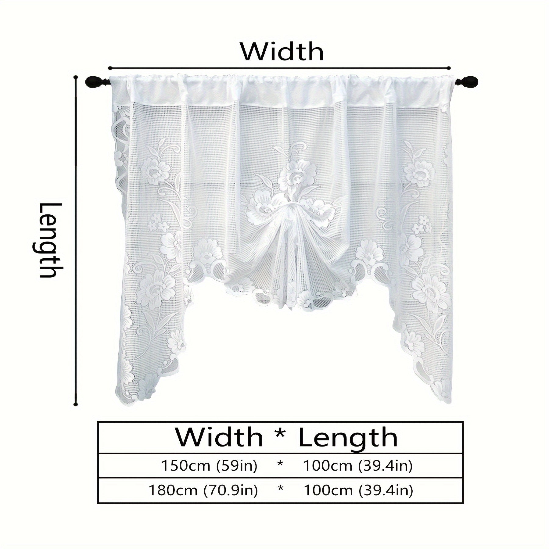 Set of 2 Butterfly and Floral Lace Curtains for Doors and Windows