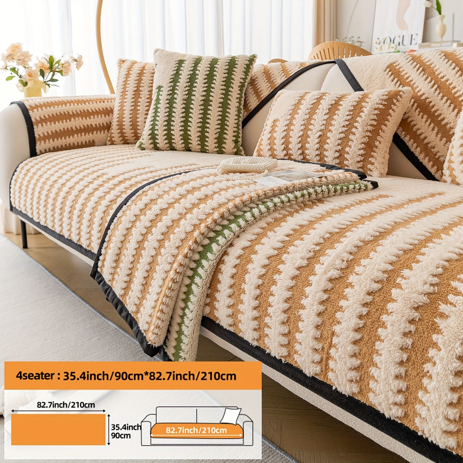 Современная накидка на нордический диван с черно-белой полоской, безопасная для домашних животных, противоскользящая, для 1-4 мест