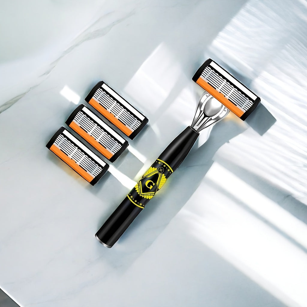 Men's Safety Razor Set with Ultra-Sharp Blades Ergonomic Handle Stainless Steel Head