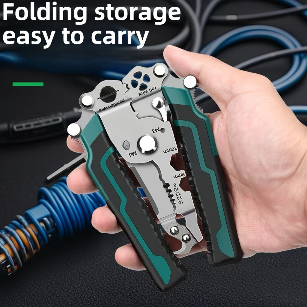 Multifunctional Foldable Wire Stripper Cutter with Hook Knife Screwdriver and Wrench