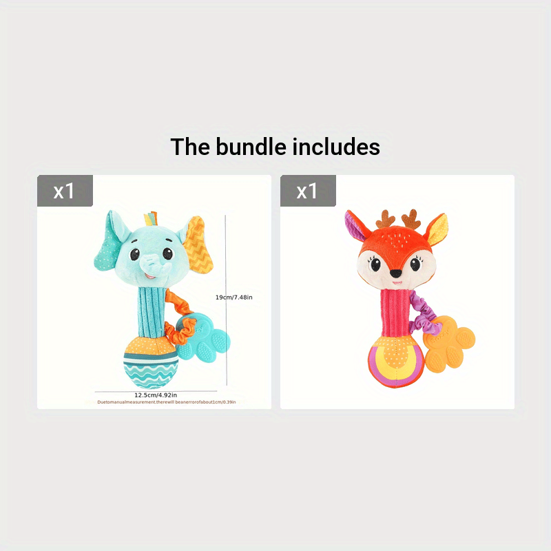 Soft Plush Baby Toy with Grasping Stick and Soothing Bell