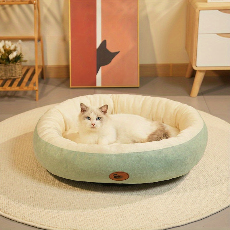 Oval Pet Bed for Cats and Dogs Cozy Classic Design All-Season Plush Nest