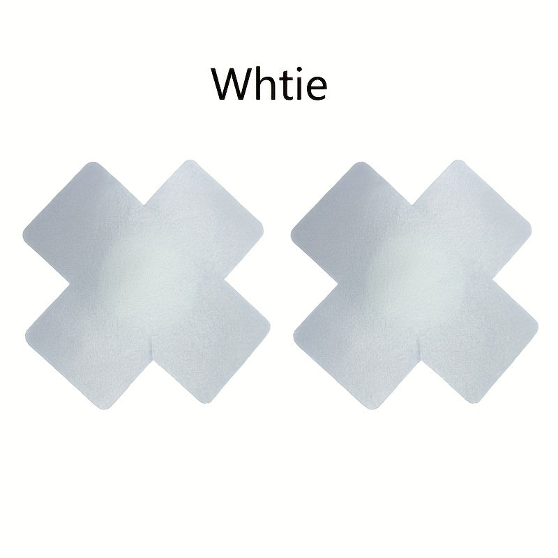 Disposable Satin Nipple Covers 5 Pairs Cross Pattern Self-Adhesive Invisible Underwear