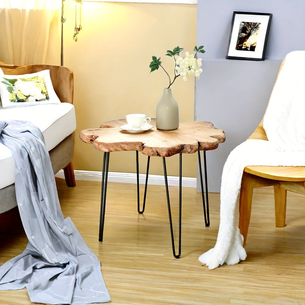 Cedar Wood Side Table Natural Edge Vintage Tripod Accent for Living Room Kitchen Patio