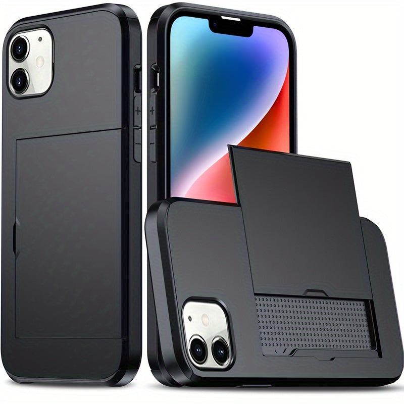 Hard Phone Case with Card Slot for iPhone 14-16 Pro Max