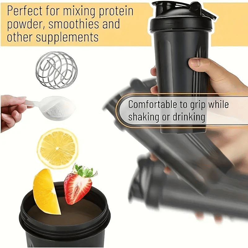 BPAsiz zanglamaydigan po'latdan yasalgan protein shaker shisha, suv o'tkazmaydigan yopqich bilan, sport zalida va sayohat uchun