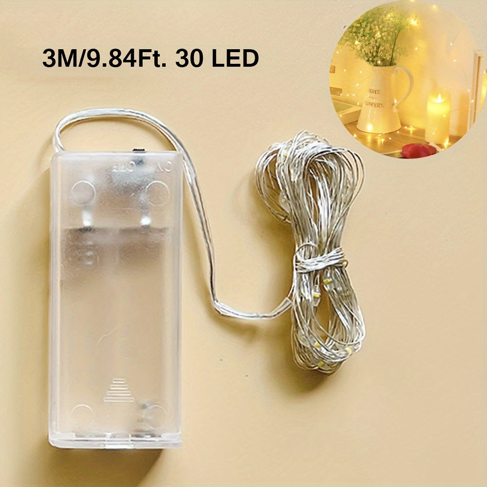 Luces de hadas LED alimentadas por batería, blanco cálido, cable de cobre, luces de cuerda con cielo estrellado para decoración interior
