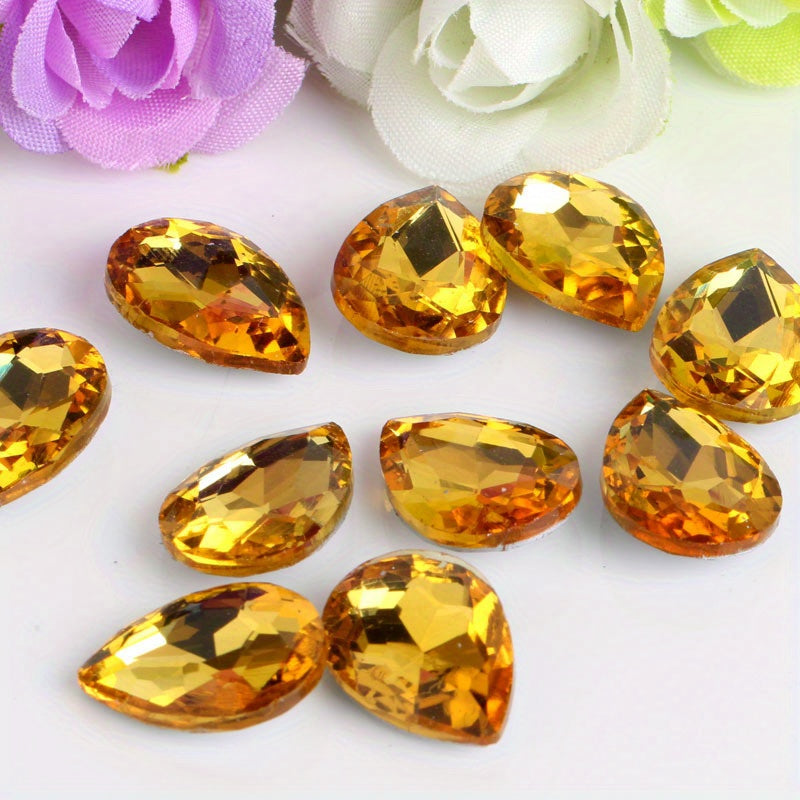 Set of 30 Vibrant Teardrop Rhinestones for Jewelry Making in Assorted Colors