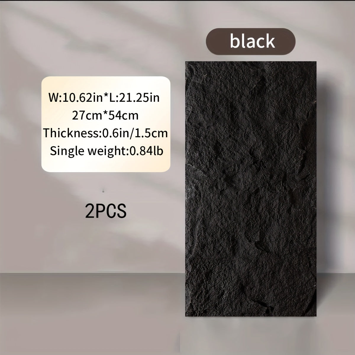 Contemporary Reusable PU Stone Wall Decal 26.97cm x 53.98cm Multi-Surface