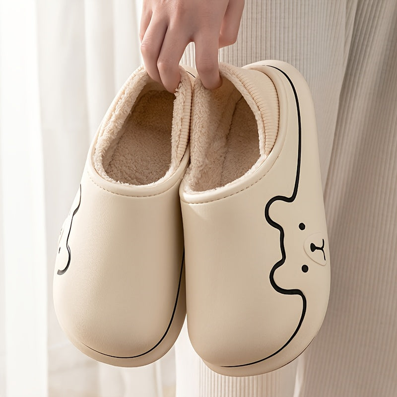 Women's EVA Slip-On House Shoes with Bear Face Design, Non-Slip Sole