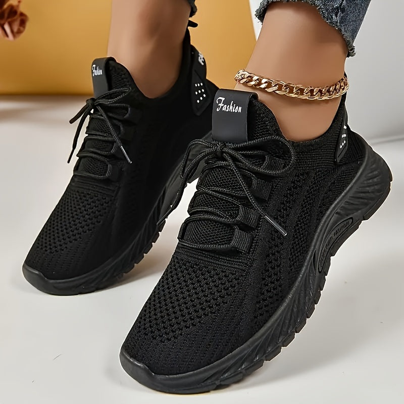 Women's Knitted Sneakers Lightweight Running Tennis Shoes Breathable Plus Size