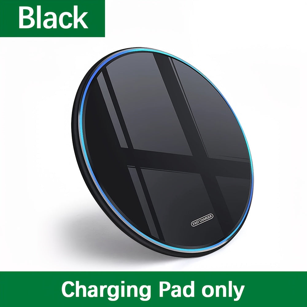 Slim Wireless Charger Pad 15W Fast Charging for iPhone and Samsung Black White Case-Friendly