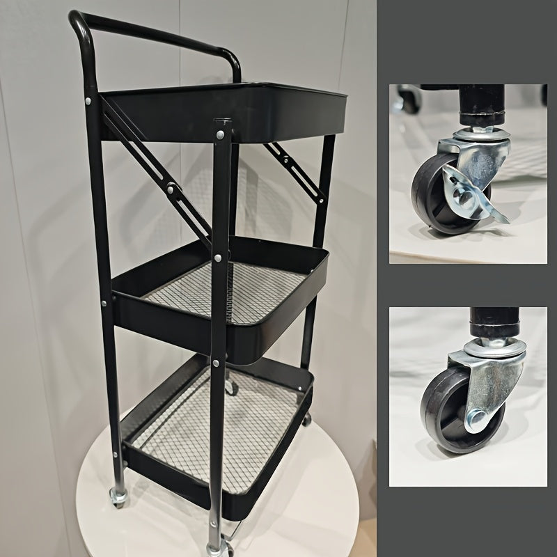 Multi-Layer Plastic Storage Rack Foldable Organizer for Kitchen Bathroom Bedroom