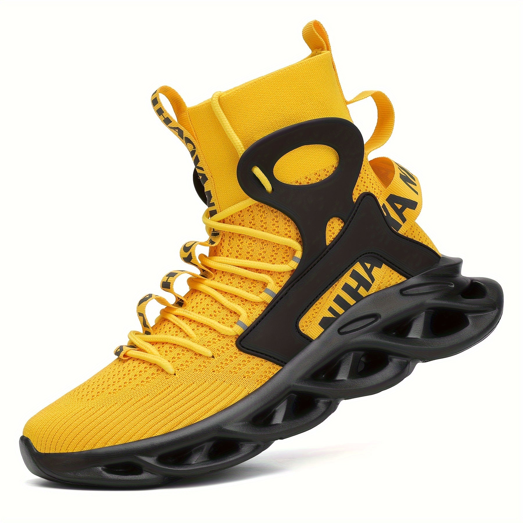 Men's Knitted High-Top Sneakers for Running Tennis and Gym Spring Summer