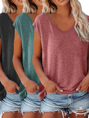 Women's Casual Three-Piece Set with Short Sleeves for Spring and Fall