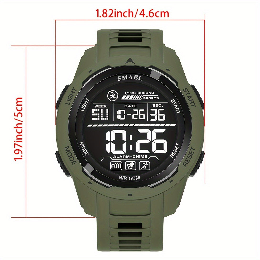 Men's Waterproof Smartwatch with LED Display Stopwatch Calendar Shock Resistant