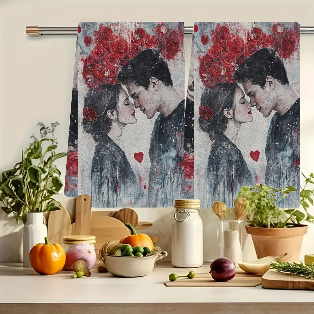 Valentine's Day Kitchen Towels 16x24 Inches Ultra-Soft Absorbent Set