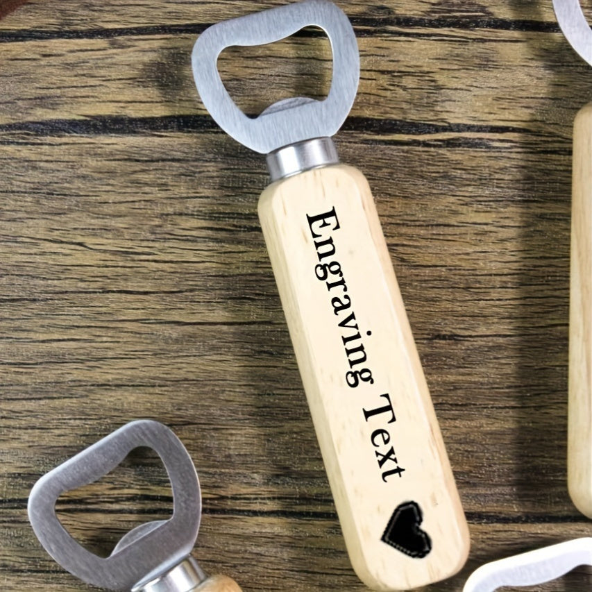 Pack of 50 Custom Engraved Wood Handle Bottle Openers Stainless Steel Beer Soda Opener