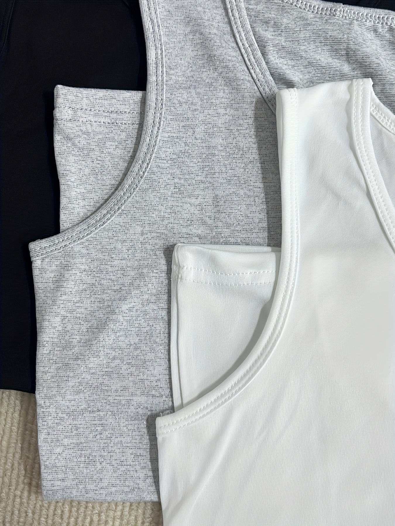 Plus Size Women's Solid Color Tank Tops Casual Knit Sleeveless Base Layer Pack of 6