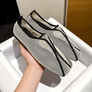 Women's Mesh Mary Jane Flats Slip-On Comfort Shoes with Square Toe