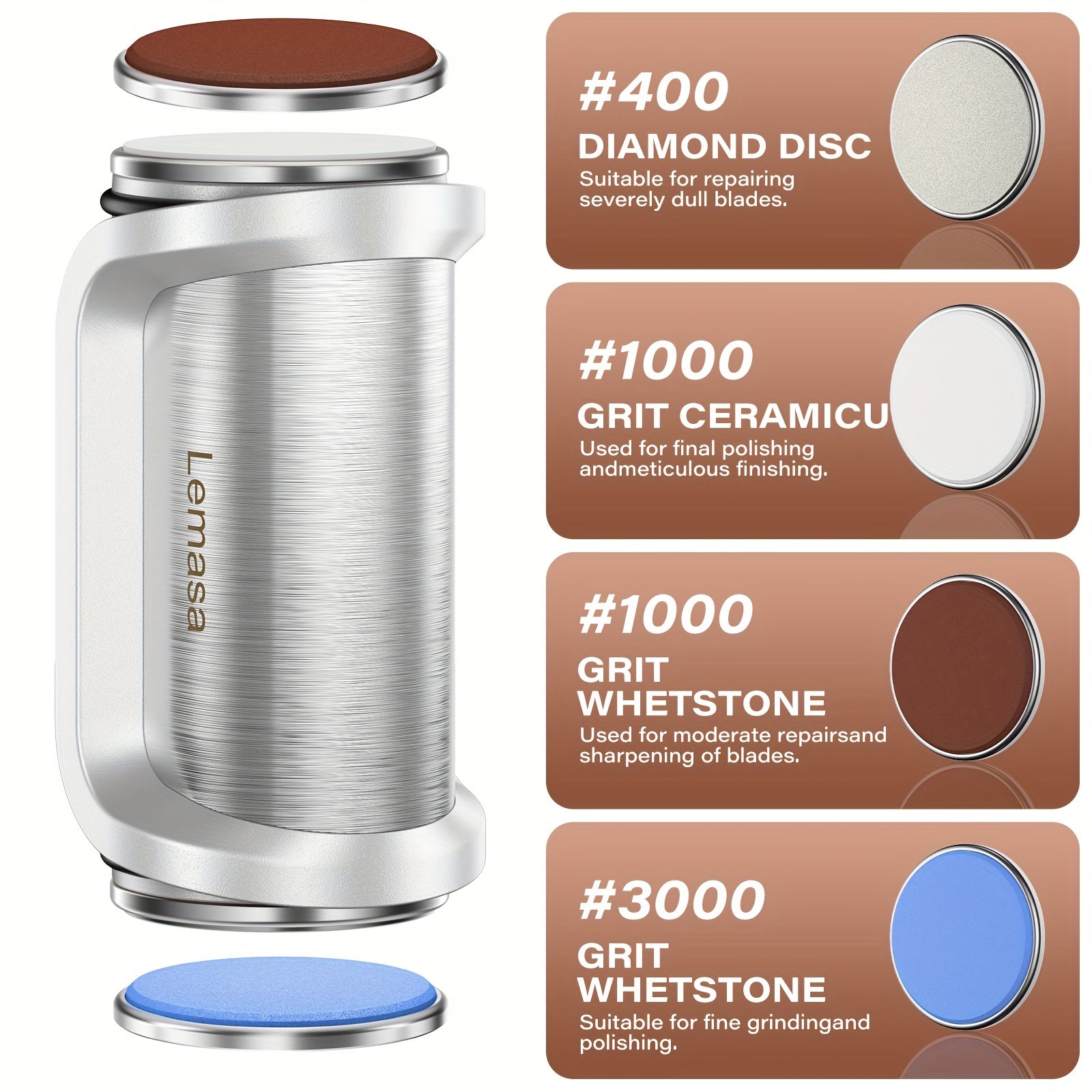 Премиальный набор точил для ножей с алмазными и точильными дисками для всех ножей