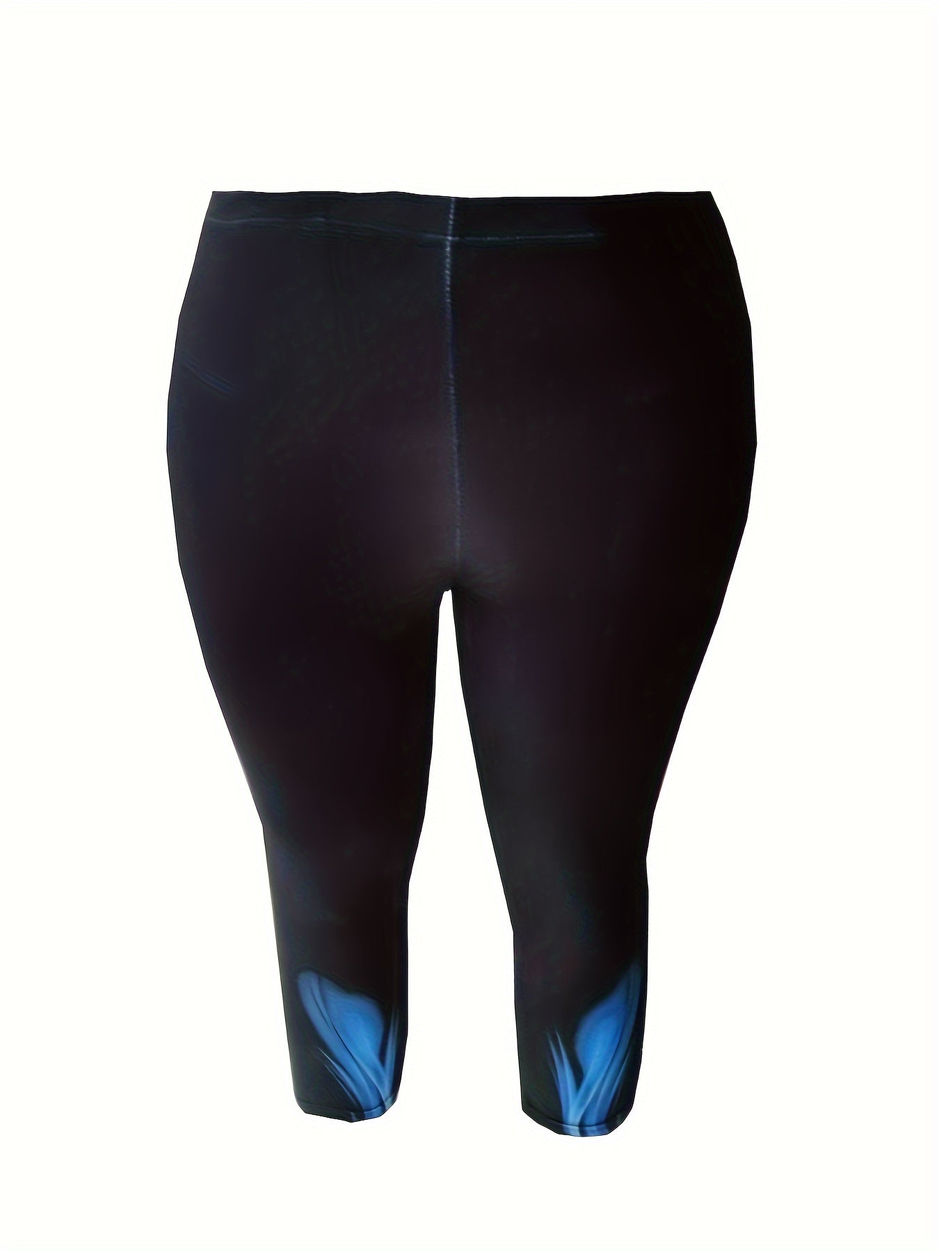 Plus Size Gradient Print Capri Leggings High Waist Stretchy Summer Womens