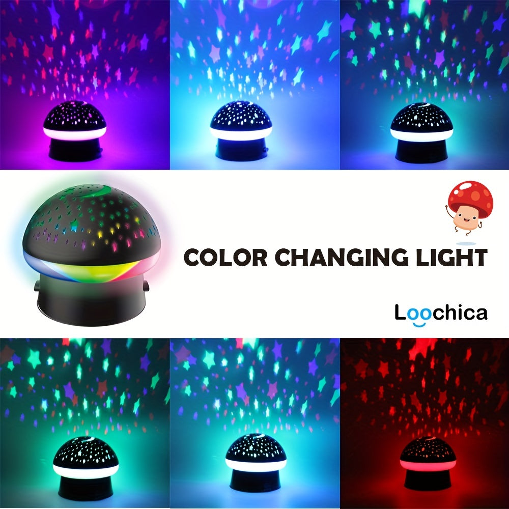 Color Changing Mushroom Night Light Projector for Bedroom Decor Star Sky Moon Light with Romantic Lighting
