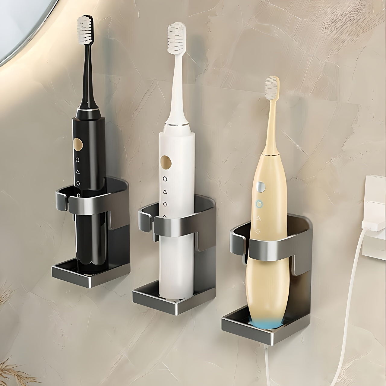 Toilet Storage Shelf with Traceless Toothbrush Holder for Electric Toothbrushes