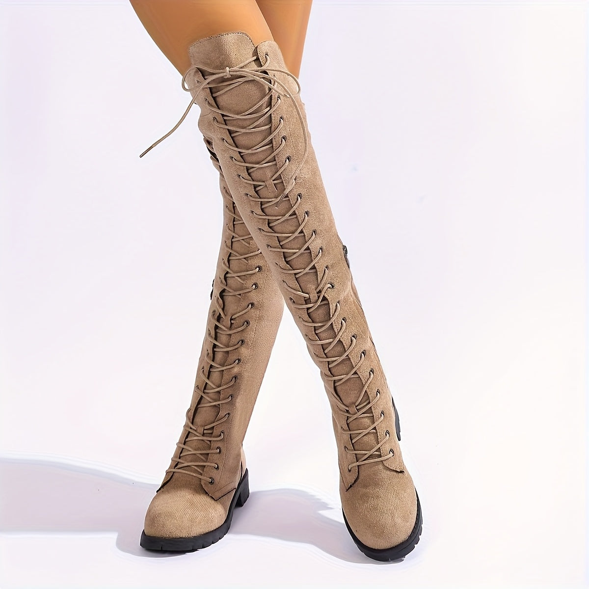 Women's Over-the-Knee Lace-Up Boots Casual European American Styles