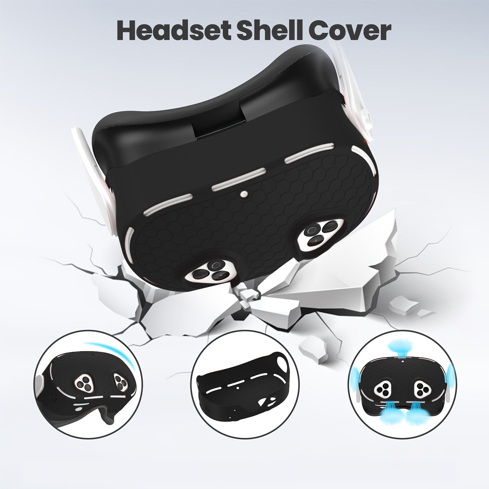 Silicone VR Headset and Controller Protection Set for Meta Quest 3S with Face and Eye Pads