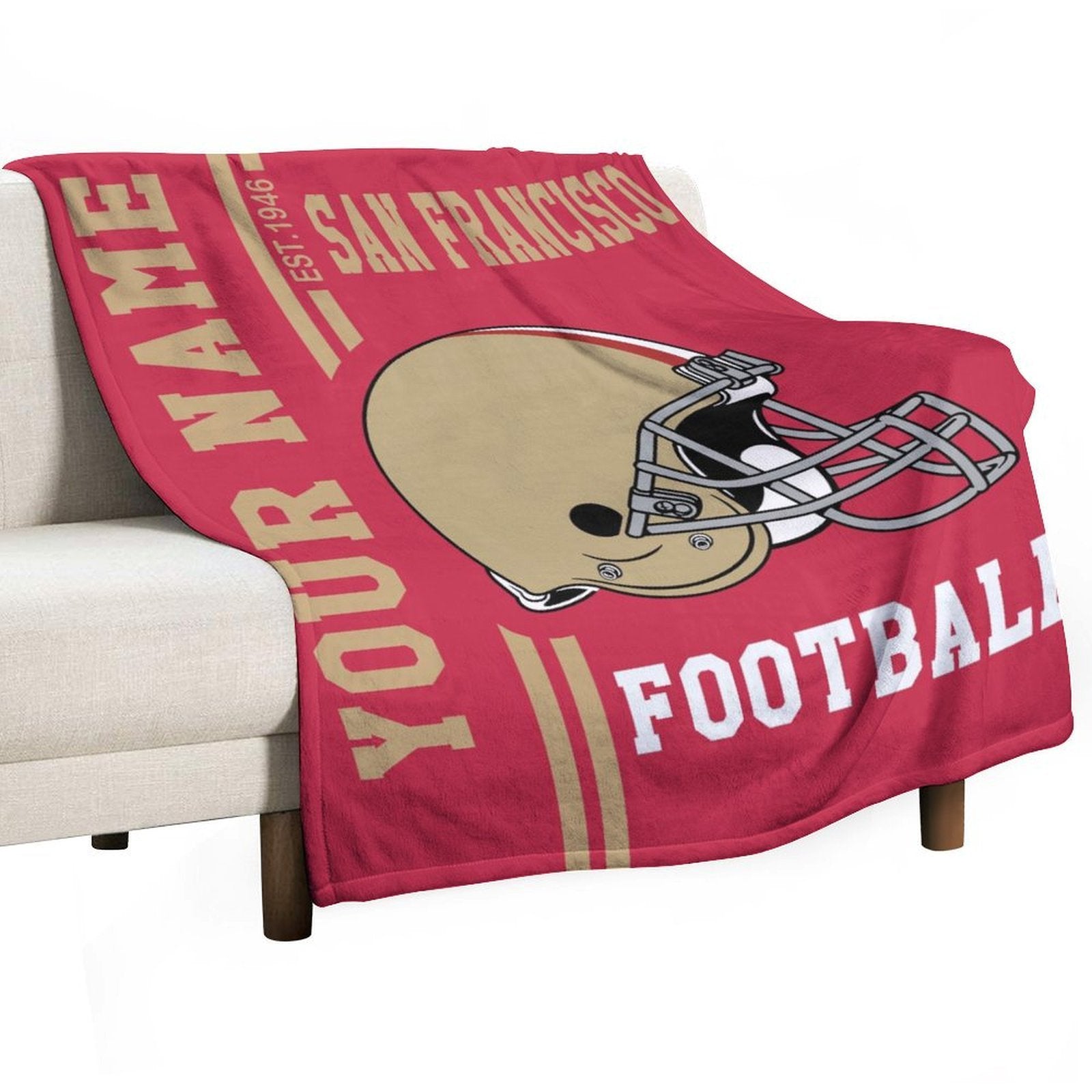 Personalized San Francisco Football Hug Blanket Custom Name for Men Women Boys Sofa Bed Gift