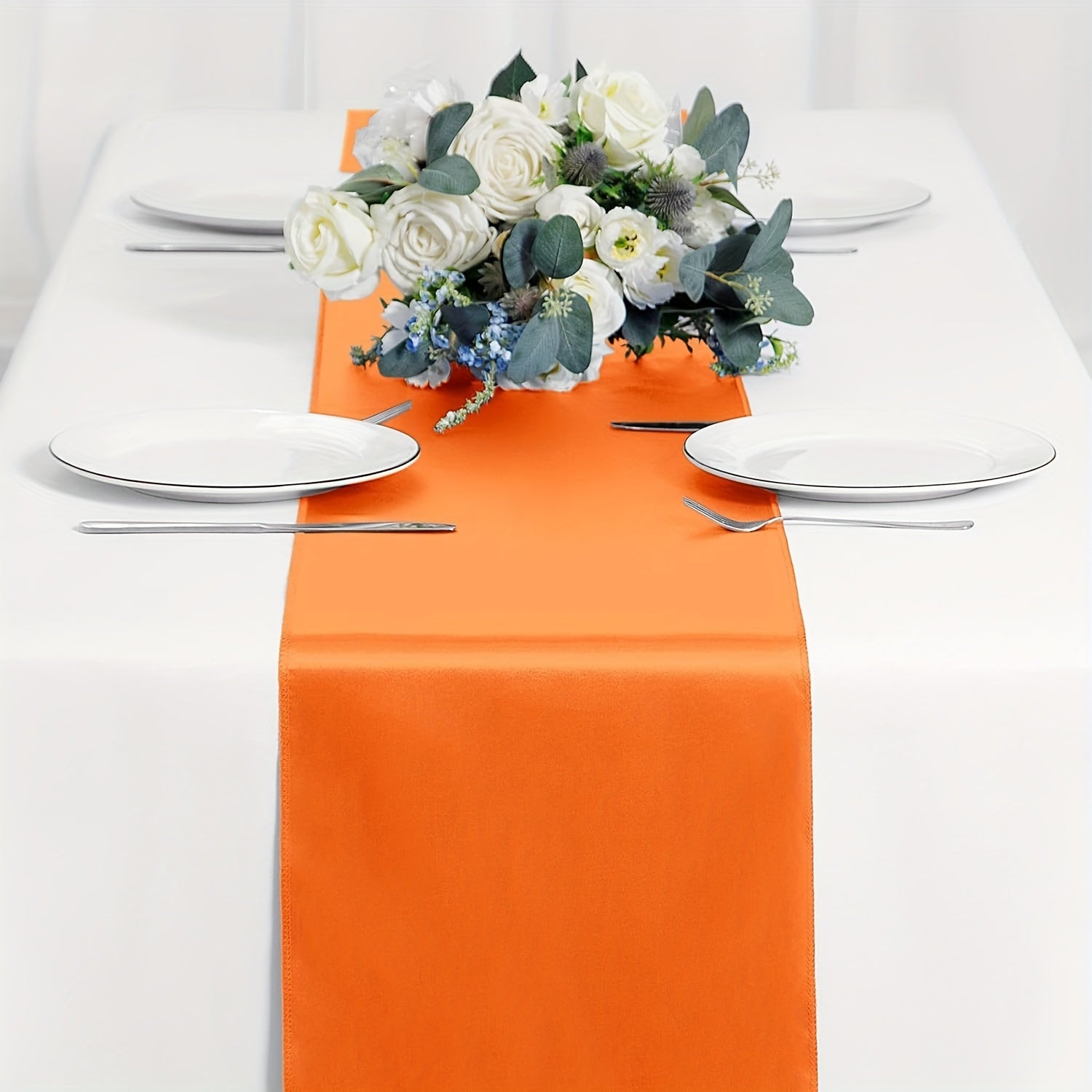Light Blue Satin Table Runner 30.48 x 274.32 cm for Weddings and Formal Events