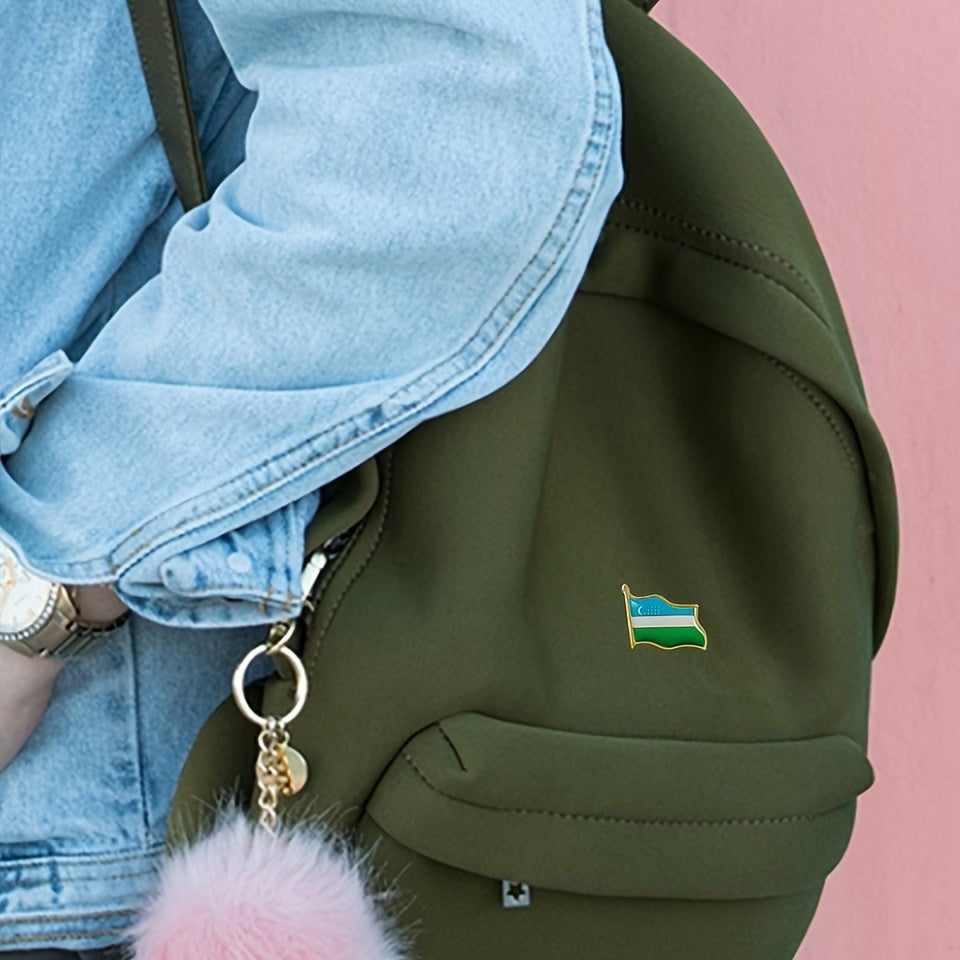 Uzbekistan National Flag Lapel Pin for Men Alloy Vintage Suit Jacket Accessory