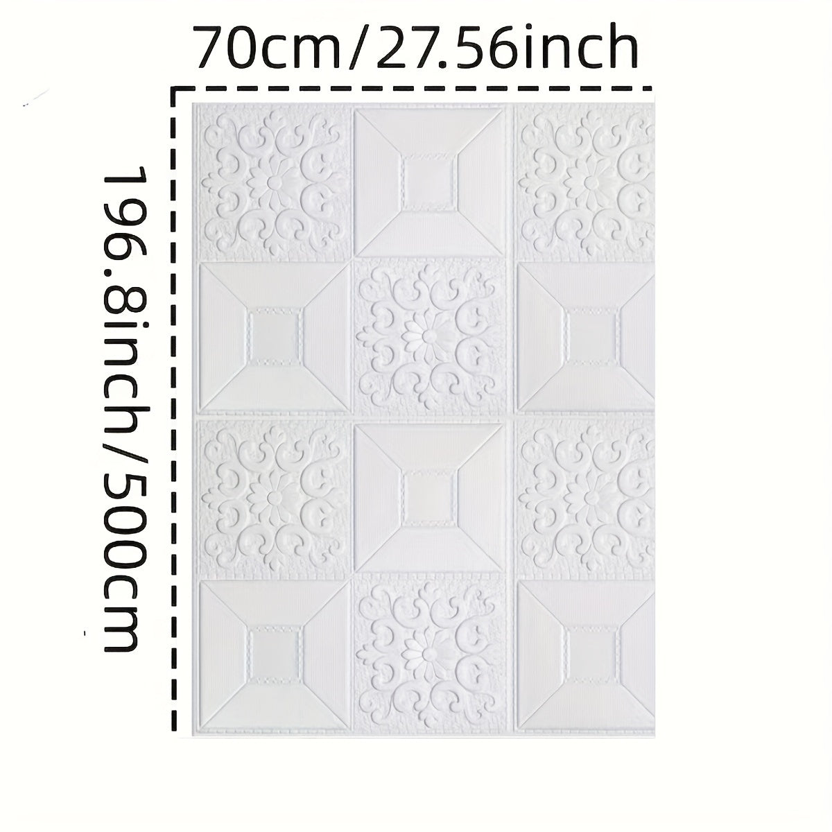 Self-Adhesive Ceiling Wallpaper 5m x 70cm Floral Geometric Grid Pattern White Gold